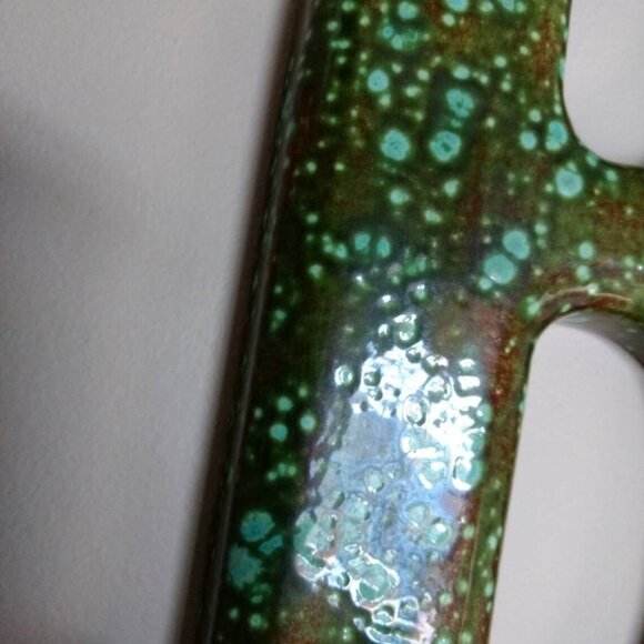 Vintage Ceramic Initial B Retro 70s Pottery Wall Decor Green Mottled Glaze - Picture 9 of 10